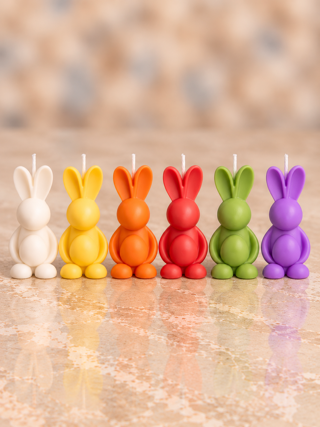 Mini Osterhasen mit Ei Kerzen in allen Farben – Osterdeko aus Rapswachs