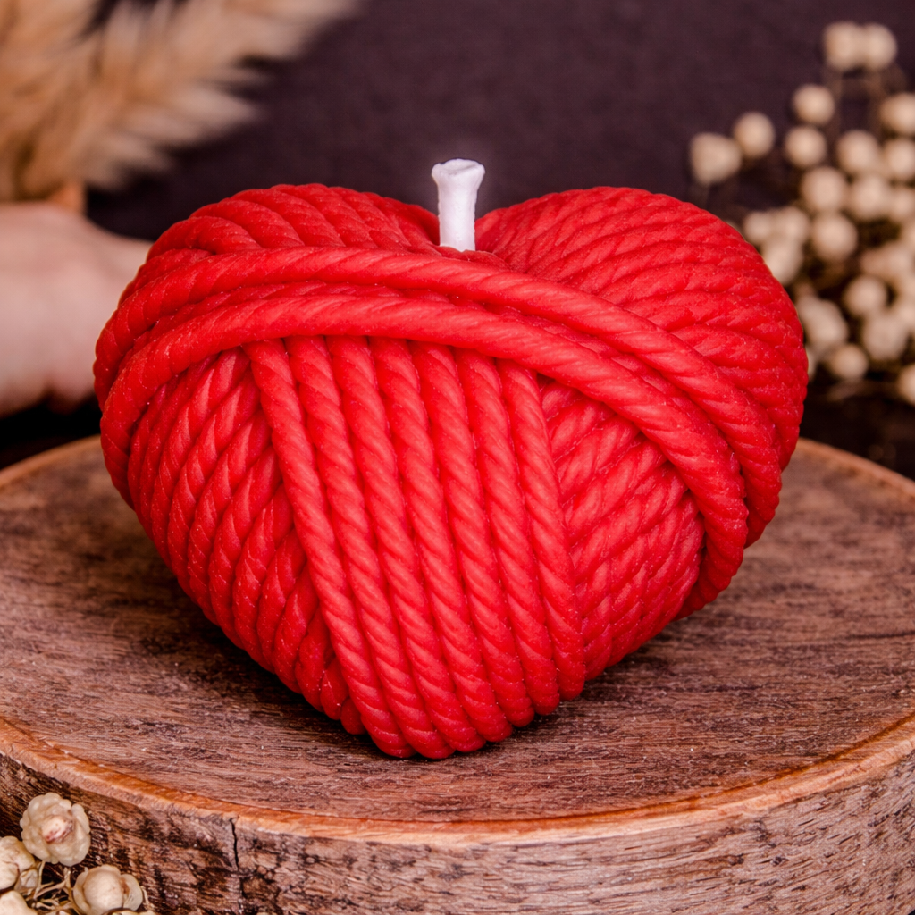 Strickherz Kerze