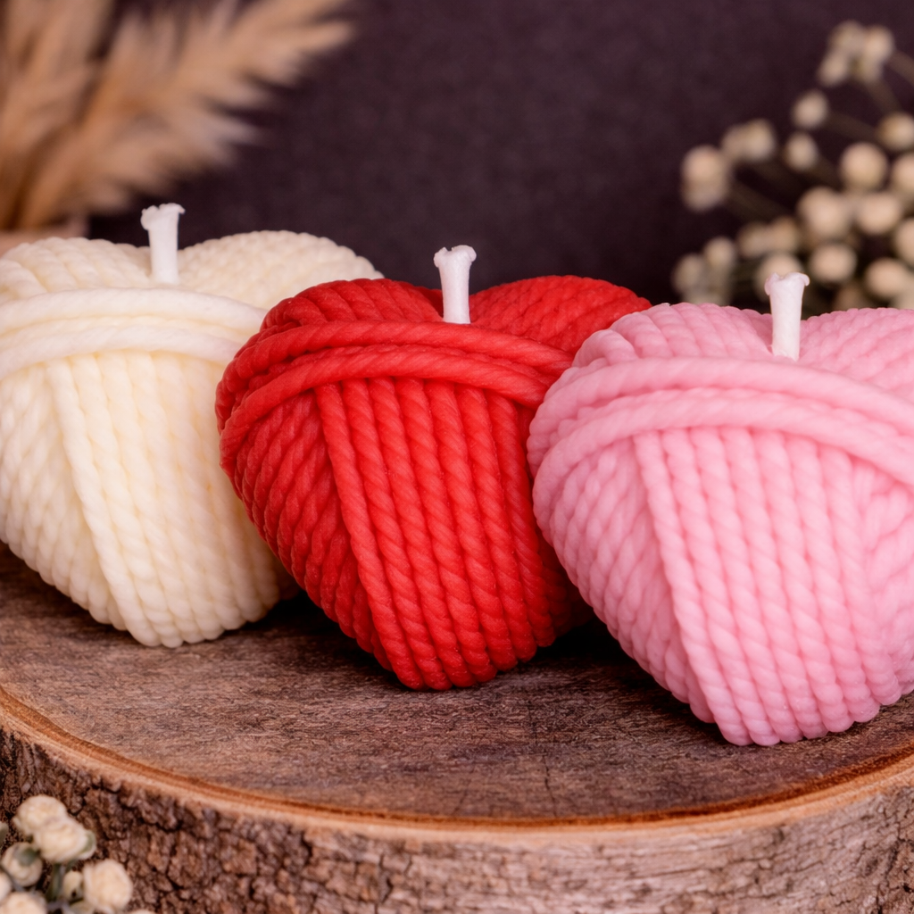Strickherz Kerze